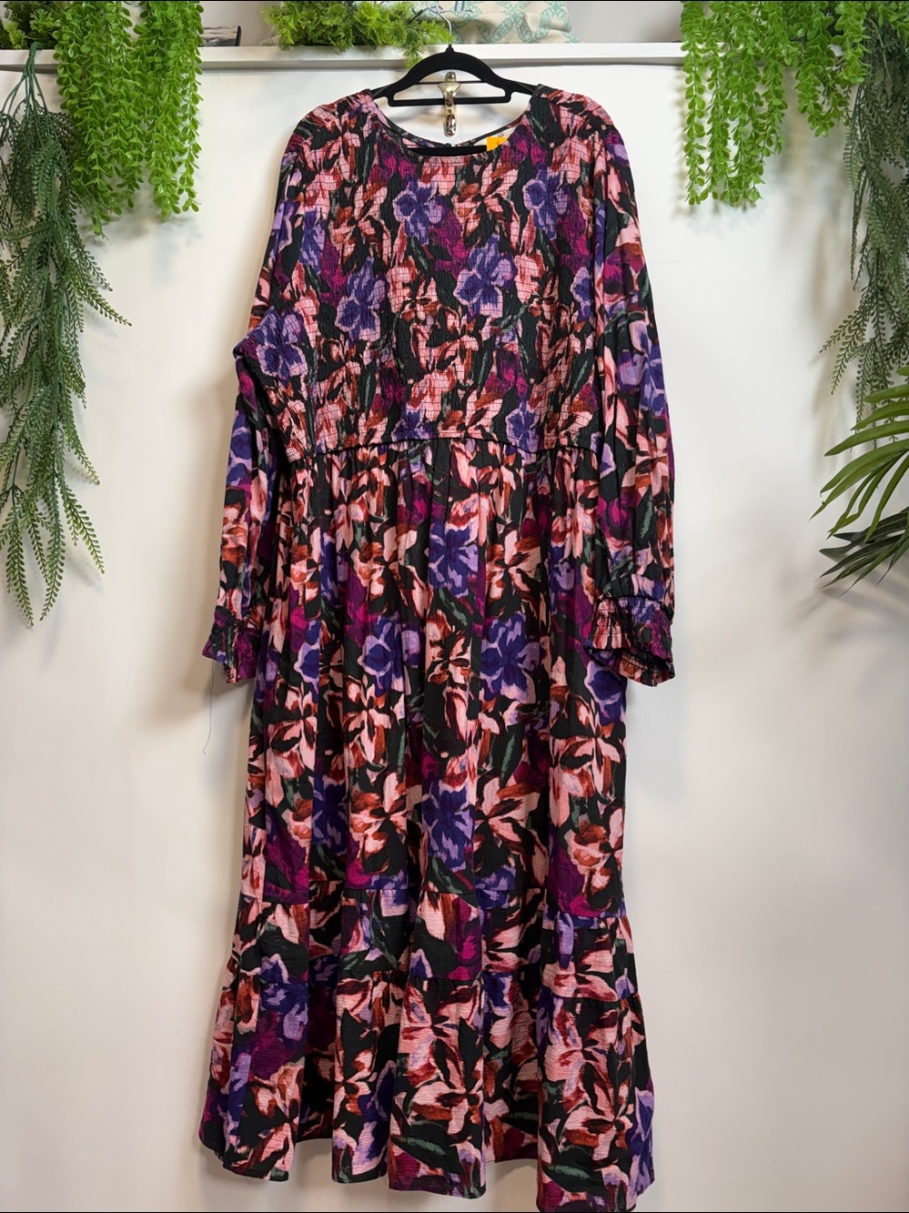 Terra & Sky Vibrant Floral Long Sleeve Dress